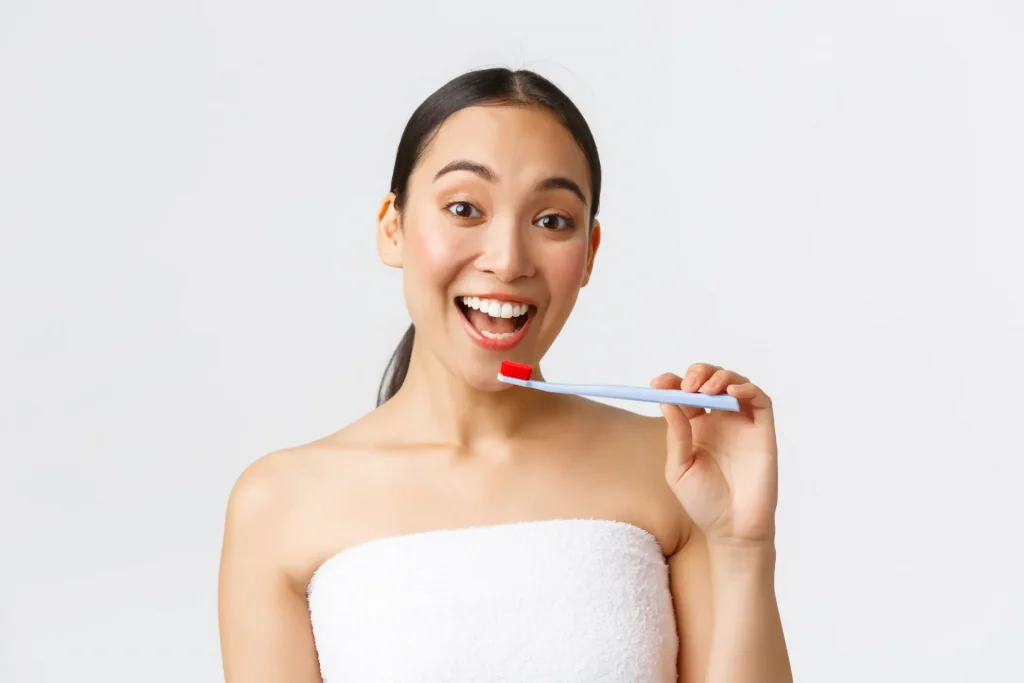 Woman with tooth brush